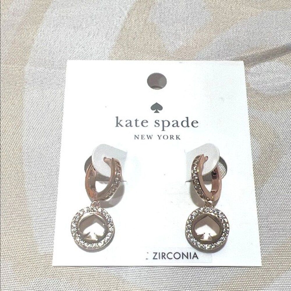 Kate Spade Spot the Spade Rose Gold Huggie Earrings - NWT